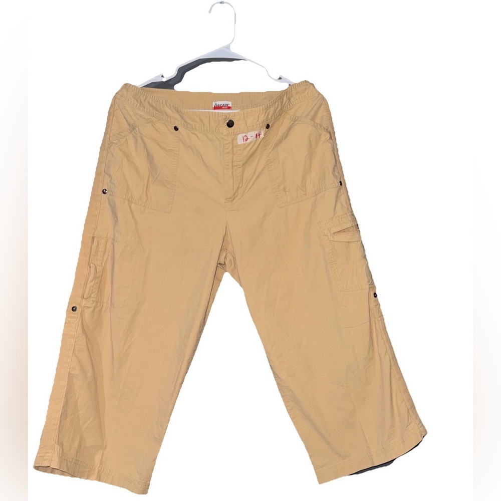 DANSKIN NOW WOMEN'S BEIGE CAPRIS PANTS SIZE L 12/14